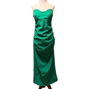 Edit by Nine Green Strapless Ruched Sweetheart Maxi Dress Medium